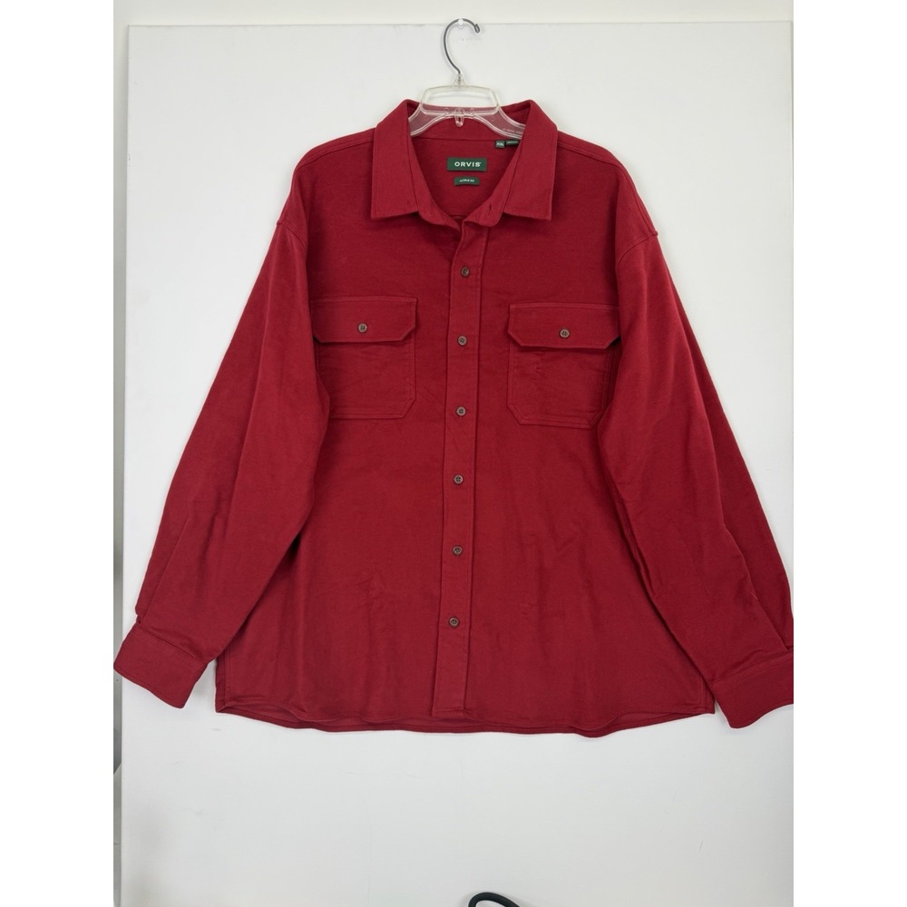 orvis red long sleeve heavy Active Fit Size XXL with Front Pockets